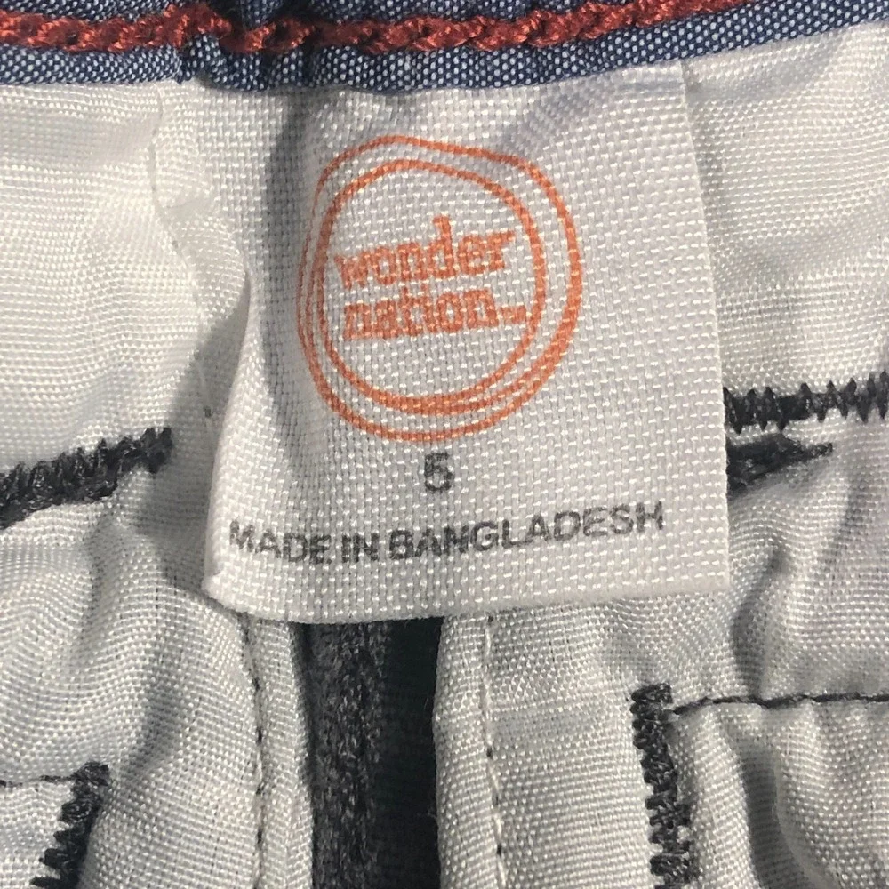 Wonder Nation 97% Cotton Boys Size 5T Gray Shorts Adjustable Waist Summer Beach - Picture 3 of 6